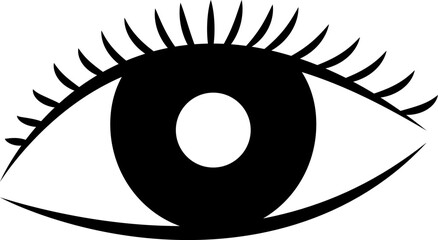 Vector eye with eyelashes on isolated white background.