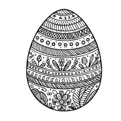 Easter egg coloring page with intricate patterns.
