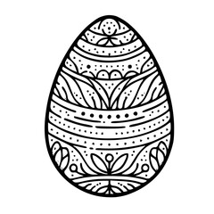 Easter egg coloring page with intricate patterns.