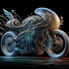 Schilderijen op glas Motorcycle photo realistic render with renaissance style © Sikho studio