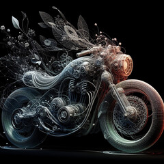 Motorcycle photo realistic render with renaissance style