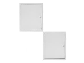 Two white electric meter boxes is isolated on a transparent background.	