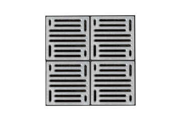 Iron drainage grate cover isolated on transparent background.	