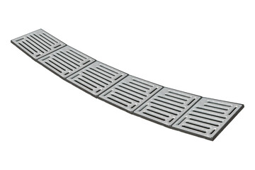 Iron drainage grate gutter cover isolated on transparent background.	