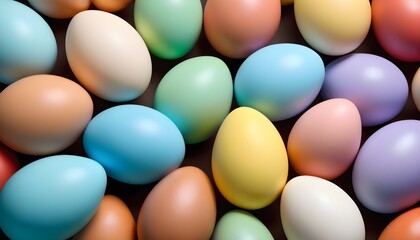 Multitude of colorful chocolate easter eggs macro background