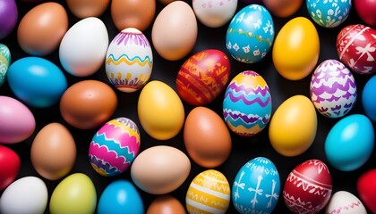 Fototapeta na wymiar Multitude of colorful chocolate easter eggs macro background