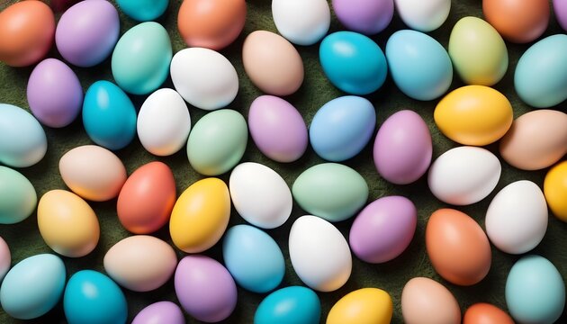 Multitude of colorful chocolate easter eggs macro background