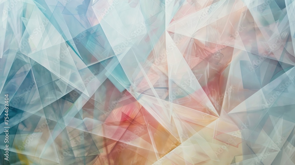 Aufkleber soft and ethereal composition of overlapping pastel triangles, evoking a sense of calm and serenity.
