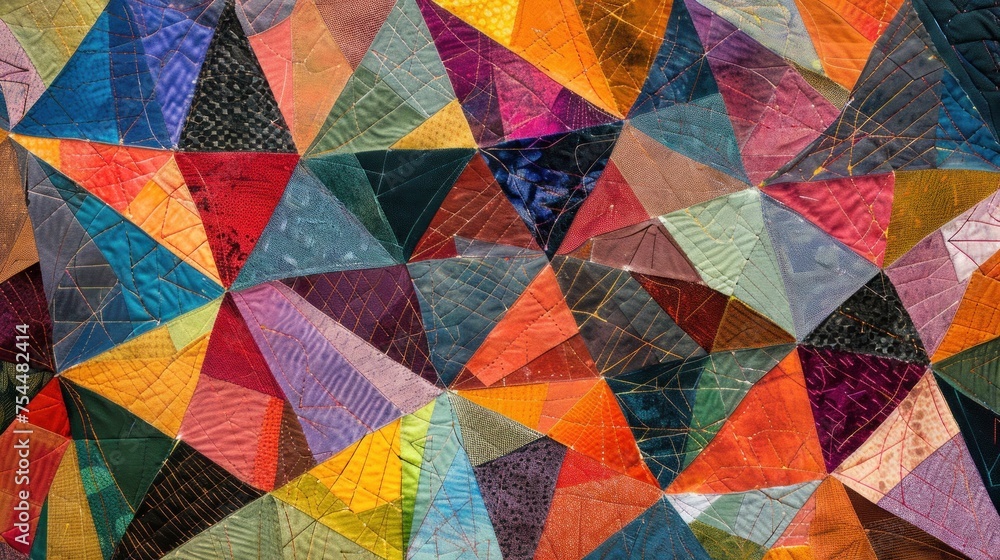 Poster vibrant triangle kaleidoscope - a dynamic composition of vibrant triangles with unique textures and 