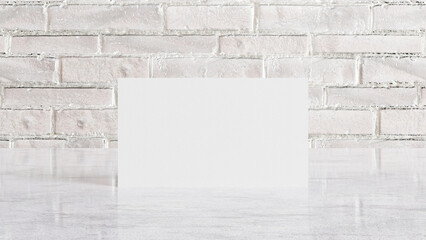 Professional Elegance Single Standard Size Business Card Mockup on Luxurious Marble Surface with Light Brick Background