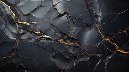 Black and gold marble texture background. Abstract pattern with gold veins.