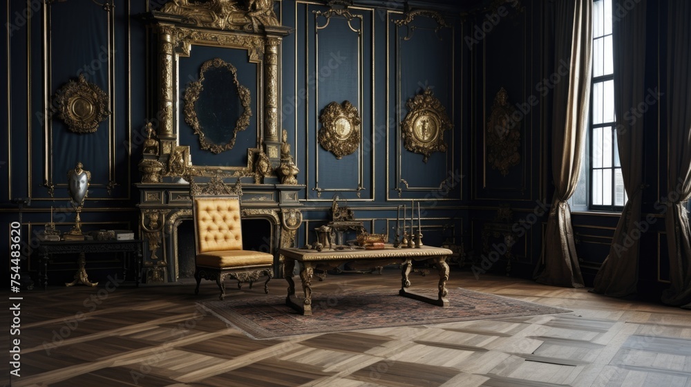 Poster a basic room with a chair and table, suitable for various concepts