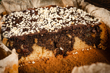Freshly baked cake with poppy seeds.