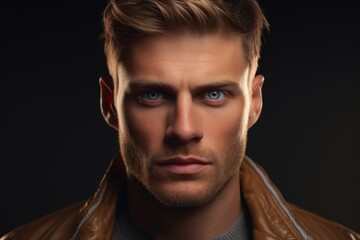 Obraz premium A detailed shot of a man in a leather jacket. Suitable for fashion or lifestyle themes