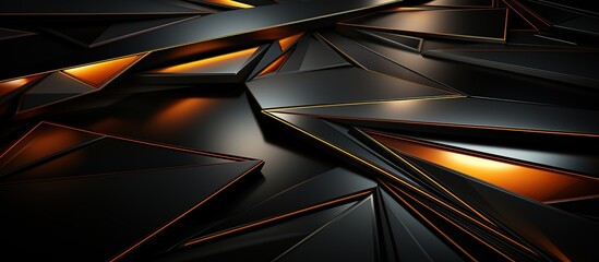 chaotic black and golden triangles. Futuristic background design.