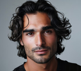 Obraz premium Portrait of a young caucasian man isolated from a grey copy space background ideal for text