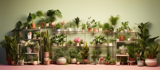 Numerous potted plants of various sizes and types densely occupy a room, creating a verdant and lively indoor garden space.