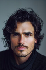 Portrait of a young caucasian man isolated from a grey copy space background ideal for text