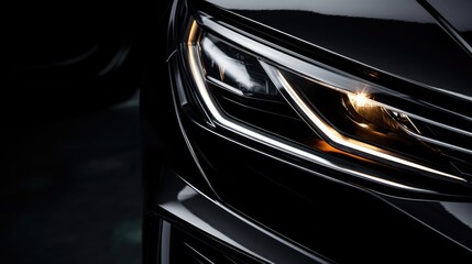 Close up of car headlights, perfect for automotive industry