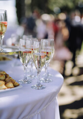glasses of champagne on table