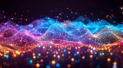 Abstract Light Waves with Particles, Simulating Network Signals or Synapses in a Conceptual Digital Artwork