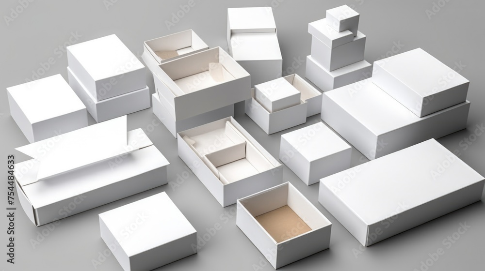 Aufkleber A collection of white boxes lined up next to each other. Suitable for various design projects