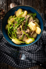 Gnocchi with mushroom sauce.