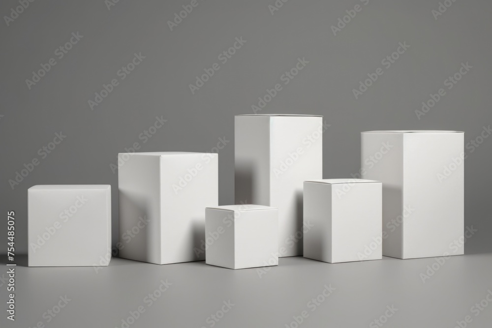 Aufkleber White boxes arranged on a table, versatile for various concepts