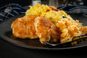 Fried cod fillet served.