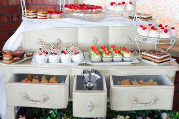 wedding cake with strawberries and cream