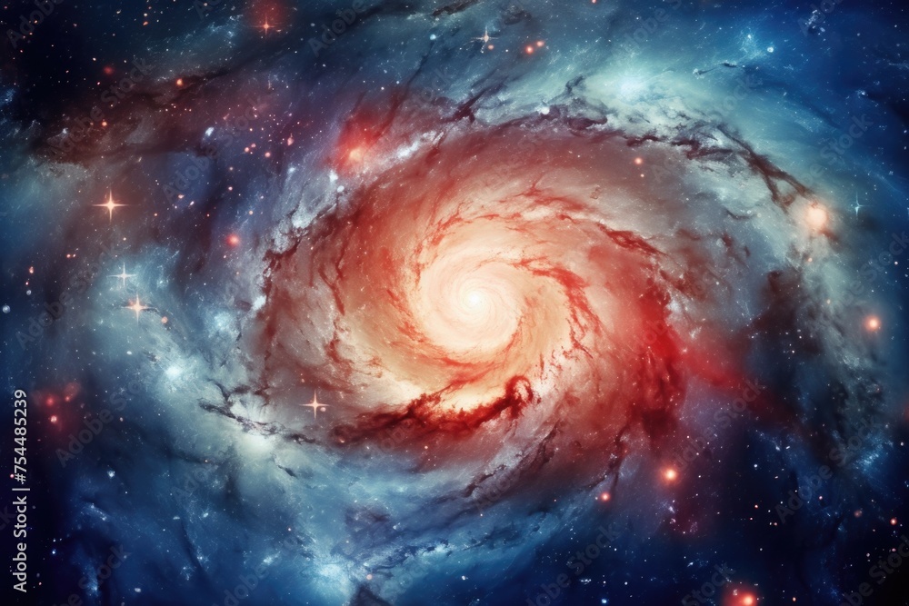 Poster A spiral galaxy with stars in the background. Suitable for astronomy and space-related projects