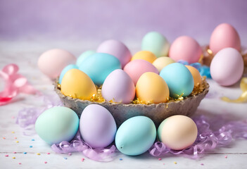 Naklejka na ściany i meble Easter pastel colored eggs