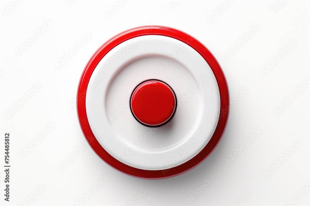 Leinwandbilder simple red and white button on a plain white background. suitable for various design projects