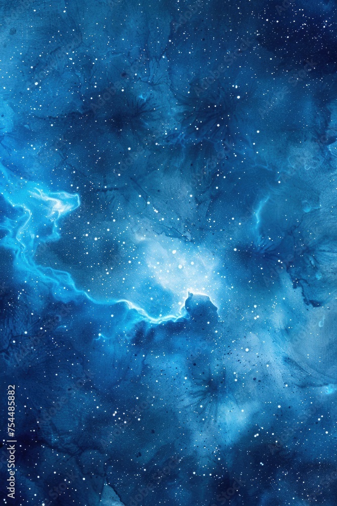 Poster a stunning image of a blue galaxy filled with twinkling stars. perfect for astronomy enthusiasts or 