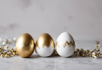 Easter gold and white eggs decoration - 754485828