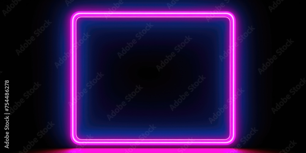 Poster a neon frame illuminating a dark room. suitable for graphic design projects