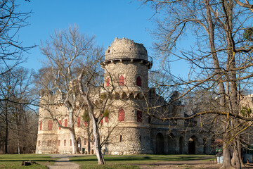 Pseudo-gothic castle Januv hrad, Lednice, Czechia