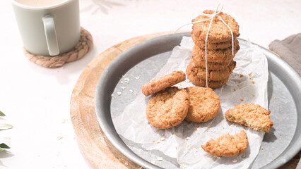 Breakfast concept with baked butter cookies