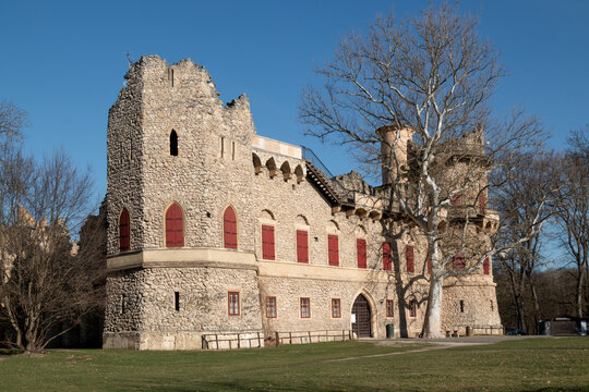 Pseudo-gothic castle Januv hrad, Lednice, Czechia