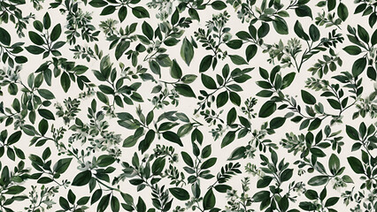 small seamless green floral leaves design ,simple pattern white background. generated by AU

