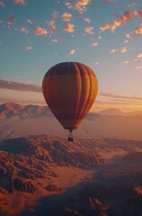 Obraz premium Hot Air Balloon Soaring Over Mountain Range
