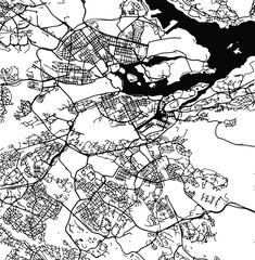 Fototapeta premium Silhouette map of Soedermalm Sweden