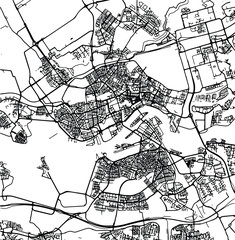 Obraz premium Silhouette map of Rotterdam Netherlands