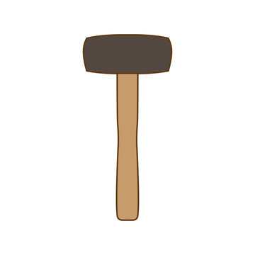 Vector colored hammer with symmetrical flat sides. Carpenter, builder, repairman tool. Classic device for hammering nails. Isolated image