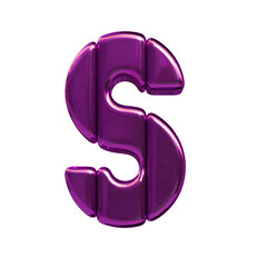 Symbol made of purple vertical blocks. letter s