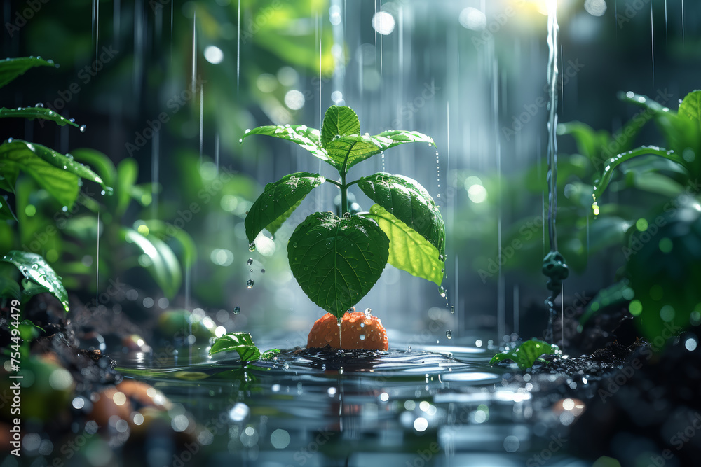 Aufkleber a smart irrigation system optimizing water usage based on weather forecasts and soil conditions. con