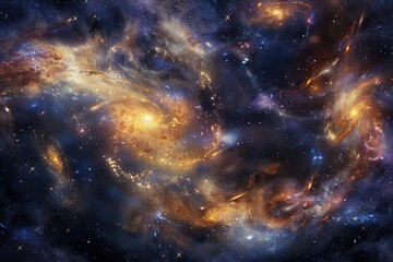 Naklejka premium The cosmic background presents a vast expanse of stars, nebulae, and galaxies, evoking a sense of awe and wonder at the mysteries of the universe