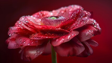 rote Blumen mit Tau Tropfen, red flowers with dew drops