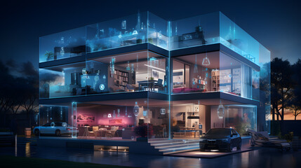 Obraz premium Smart home technology integrates various household devices for enhanced convenience. Generative AI