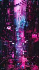 Abstract of Amidst the neon-lit alleyways of a cyberpunk dystopia